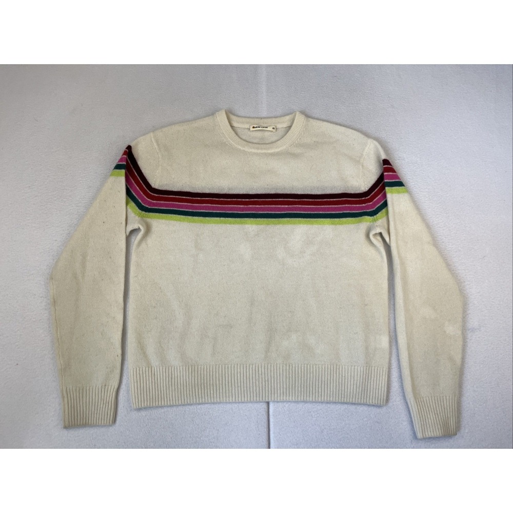 Marine Layer Womens Cashmere Sweater Striped Cream Size XS